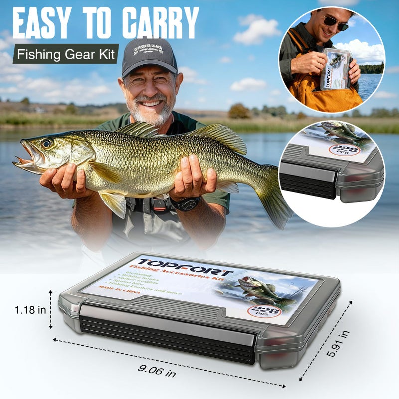 TOPFORT 187/343pcs Fishing Accessories Kit, Organized Fishing Tackle Box with Tackle Included, Hooks, Weights Sinkers, Fishing Gear and Equipment, Gift for Men - Image 2